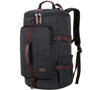 Baosha Canvas Weekender Travel Duffel Backpack Hybrid Hiking Rucksack Laptop Backpack for Outdoor Sports Gym HB-26, Black, L, Push-up