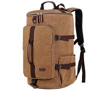 BAOSHA HB-26 Vintage Canvas Men Holdall Weekend Travel Duffel Bag Backpack Messenger Shoulder Bags Convertible Travel Hiking Rucksack Weekender Overnight Bag (Coffee)