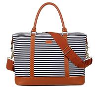 BAOSHA HB-28 Ladies Women Canvas Travel Weekender Bag Overnight Carry-on Duffel Tote Bag (Blue) 16 x 12 x 8 inch, Blue, 16 x 12 x 8 inch, Modern/Fitted