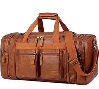 BAOSHA PU Leather Travel Duffel Weekender Bag Carry on Overnight Bag Sports Duffel Bag for Men and Women HB-21 (Brown)