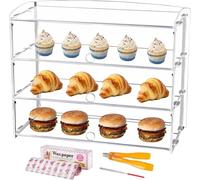 BAOSHISHAN Acrylic Pastry Display Cabinet Clear Cake Display Case 3-Tier Food Display Counter for Display Pastry Cup Cake Donut with Cake Serving Tong 20“Lx15.7“Wx9.5“H