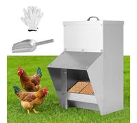 BAOSHISHAN Automatic Chicken Feeder,Wall Mounted Poultry Feeder with Lid No Waste Outdoor Feeding Trough for Chickens,Birds,Ducks,Geese (10KG)