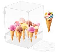 BAOSHISHAN Ice Cream Cone Display Cabinet,Clear Acrylic Ice Cream Cone Holder Stand Diameter 1.75in+1.25in with Magnetic Suction Door for Weddings/Parties/Dessert Shop