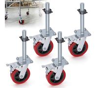 BAOSHISHAN Scaffolding Wheels Set of 4 Scaffold Tower Casters Adjustable Leg with Brake 6" Heavy Duty Locking Rubber Wheel for Scaffolding Tower