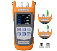 BAOSHLA A-330A APC Interface Fiber Optic PON Optical Power Meter 1310nm 1490nm 1550nm Handheld PON Optical Power Network Detection Online Cable Tester with SC/APC FC/APC adapters and LED Lighting