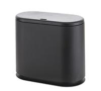 Baosia 8 Liter Black Rectangular Plastic Trash Can Wastebasket with Press Type Lid,2.1 Gallon Slim Trash Bin,Narrow Trash Can Waste Bins for Bedroom, Bathroom, Office,Kitchen,Powder Room