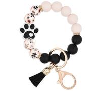 BAOSIWA Silicone Beaded Keychain Wristlet Key Ring Bracelet Cute Car Key Chain Holder for Women Girls, Dog, One Size