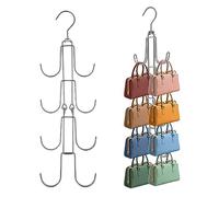 Baoswi 1 Pack Purse Hanger Closet Organisers Storage, 4-Tier Hanging Bag Holder, Silver Metal Handbag Storage Hook Backpack Rack Space Saving Hanger