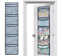 Baoswi 2 Pack Over The Door Organiser Storage for Closet with 5 Large Pockets Hanging Storage Shelves Organiser for Bedroom Bathroom (Grey)