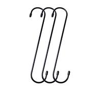 Baoswi 3 Pack Black Extra Long S Shaped Hooks, Heavy Duty Steel, 25cm, S Hooks for Hanging Plant, Closet, Kitchen, Garage, Indoor & Outdoor