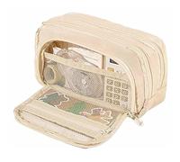 BaoT8YLu Big Capacity Pencil Case, 3 Compartments Simple Storage Aesthetic Pencil Case, Large Capacity Pencil Pouch, Kawaii Pencil Case Organiser for Women and Girls, beige