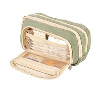 BaoT8YLu Big Capacity Pencil Case, 3 Compartments Simple Storage Aesthetic Pencil Case, Large Capacity Pencil Pouch, Kawaii Pencil Case Organiser for Women and Girls, Green