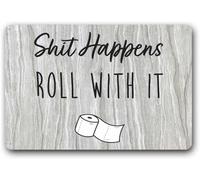 BAOTEG Retro Metal Tin Sign Happens Roll with It Retro Look Tin Sign Decoration Plaque Sign Funny Rustic Signs Man Cave Dining Room Bar Plaques 8x12 inches, CQQ-G1