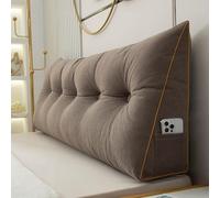 BaoTom Back Cushion for Bed Couch Reading Cushion, Wedge Cushion Headboard Bed, Cushion Bed Backrest, Book Cushion Lumbar Cushion Bed, Support Cushion for Reading Height of 50cm(Brown,180*50*20cm)