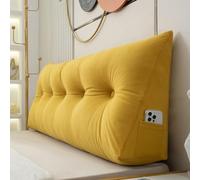 BaoTom Back Cushion for Bed Couch Reading Cushion, Wedge Cushion Headboard Bed, Cushion Bed Backrest, Book Cushion Lumbar Cushion Bed, Support Cushion for Reading Height of 50cm(Yellow,120*50*20cm)