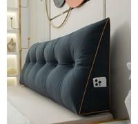 BaoTom Back Cushion for Bed Couch Reading Cushion, Wedge Cushion Headboard Bed, Cushion Bed Backrest, Book Cushion Lumbar Cushion Bed, Support Cushion for Reading Height of 50cm(Navy blue,200*50*20cm)