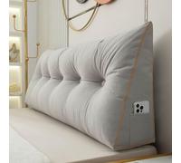 BaoTom Back Cushion for Bed Couch Reading Cushion, Wedge Cushion Headboard Bed, Cushion Bed Backrest, Book Cushion Lumbar Cushion Bed, Support Cushion for Reading Height of 50cm(Gray,150 * 50 * 20cm)