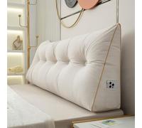 BaoTom Back Cushion for Bed Couch Reading Cushion, Wedge Cushion Headboard Bed, Cushion Bed Backrest, Book Cushion Lumbar Cushion Bed, Support Cushion for Reading Height of 50cm(Off-White,180*50*20cm)