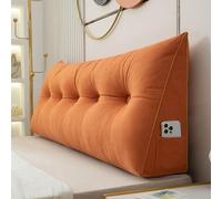 BaoTom Back Cushion for Bed Couch Reading Cushion, Wedge Cushion Headboard Bed, Cushion Bed Backrest, Book Cushion Lumbar Cushion Bed, Support Cushion for Reading Height of 50cm(Orange,80*50*20cm)
