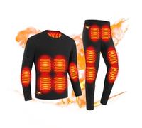 BaoTom Heated Underwear Set for Men, 28 Heating Zones Washable USB Charging Electric Thermal Underwear Heating Pants Underwear with 3-Level Temperature Setting(Suit-Black_XXX-Large)