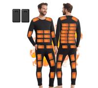 BaoTom Men Thermal Underwear Set: 42 Zones USB Electric Heated Fleece Underwear Suit with Power Bank Winter Warm Tops and Pants for Outdoor Sport Jogging Skiing Cycling (Men-Black, L)