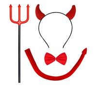 baotongle 4 Devil Horns Costume Set Devil Horns Headband Bow Tie Devil Tail and Trident Devil Costume for Women Carnival Cosplay Masquerade Halloween