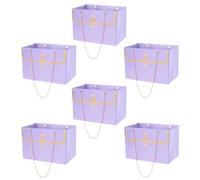 baotongle 6pcs Flower Paper Gift Box Bouquet Storage Bucket Handbag with Metal Chain Flower Boxes for Arrangements Wedding Mother's Day Birthday Bridal Shower (Purple)