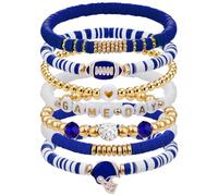 baotongle 7pcs Game Day Football Charm Bracelet Stackable Sports Jewelry for Moms Dads Perfect for Football Fans, M, Polyester, no gemstone