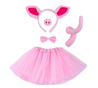 baotongle Pink Pig Costume Set: Kids' Pig Ears, Nose, Bow Tie, Tail & Tutu Skirt, Halloween & Cosplay