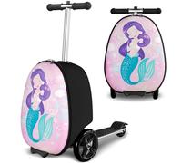 Baotree 2-in-1 Ride-On Scooter Suitcase, Scooter Luggage for Kids Ages 5-12, Foldable & Lightweight Carry with LED Light-Up Wheels, Pink, L, Luggage with Wheels