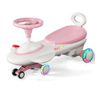 Baotree Kids Electric Ride On Car 12V - Electric Wiggle Car with Rechargeable Battery, LED Lights & Music,Anti-Rollover for Boys Girls Ages 3-8, Indoor/Outdoor Toy Vehicle up to 150 lbs (White)