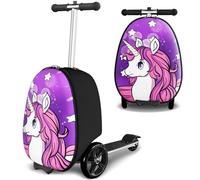 Baotree Scooter Luggage for Kids, Scooter Suitcase with LED Wheels Ride on Suitcase 2-IN-1 Convertible for Travel Shopping Outdoor, blue, Luggage With Wheels