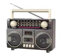 BaotyJie Retro Radio Portable AM FM SW 3 Band Bluetooth Speaker Compact Sturdy Vintage Design for Women Men Dad Elder Birthday Gifts, Gray