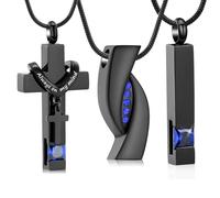 BAOWIQI 3 Set Infinity/Bar/Cross Urn Necklaces for Ashes Cremation Jewelry