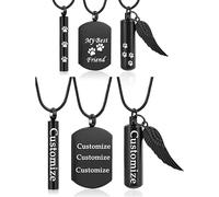 BAOWIQI 3 Set Paw Prints Urn Necklaces for Ashes Pet Cremation Jewelry