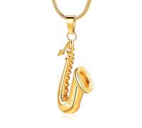 BAOWIQI Saxophone Cremation Jewelry for Ashes Urn Necklace Music Memorial Keepsake Pendant for Pet Dog Cat Ashes Funeral Remembrance Sympathy Gift for Musician