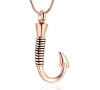 BAOWIQI Urn Necklace For Ashes,Fishing Hook Urn Necklace for Ashes Fish Hook Stainless Steel Cremation Jewelry Memorial Pendant Keepsake for Men, Stainless Steel, stainless steel