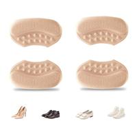 BAOWUABJ 2 Pairs Heel Cushion Pads, Heel Grips Shoe Pads, Self-Adhesive Heel Grips Inserts for Boots Loose Shoes Too Big, Anti-Slip Heel Pads, Reusable Heel Guards Liners for Women Men (Beige, S)