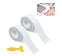 BAOWUABJ Bath Sealant Tape - 2 Rolls Shower Seal Strip with Plastic Scraper, Waterproof and Mildewproof Shower Tray Sealing Strip for Kitchen, Bathroom, Toilet, Bathtub, Sink (126 x 1.5in)