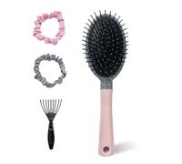 BAOWUABJ Curly Hair Brush for Women - Curl Defining Brush for Detangling, Combing and Defining Curls, Reduce Pulling - Bounce Curl Brush with 2 Scrunchies & 1 Cleaning Tool