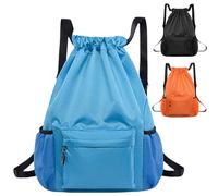 BAOWUABJ Drawstring Bags, String Backpack, Large Waterproof Sports Backpack for Kids Adults, Unisex, Swim PE Bags Drawstring Gym Bags Sports Backpacks Swimming Bags for School Travel Workout (Blue)