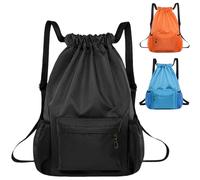 BAOWUABJ Drawstring Bags, String Backpack, Large Waterproof Sports Backpack for Kids Adults, Unisex, Swim PE Bags Drawstring Gym Bags Sports Backpacks Swimming Bags for School Travel Workout (Black)