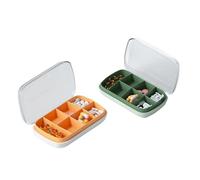 BAOWUABJ Pill Box - 2 Pcs Portable Travel Pill Box - BPA Free - Secure Medication Storage Case for 7 Days - 1 Compartment Daily (Orange+Green, Rectangle)