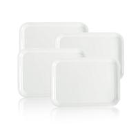 BAOWUABJ White Serving Platters, 25 * 18 * 1.5cm Size Serving Tray, 4 Pcs Reusable White Trays, Suitable for Serving Dishes, Displaying Pastries, Storing Small Parts, Children's Toys