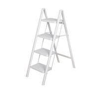 BAOYOUNI 4 Step Ladder Lightweight Folding Step Stool Heavy Duty Stepladder 330lbs Capacity with Anti-Slip Wide Pedal for Household, Office, Garage, Garden, Painting - White