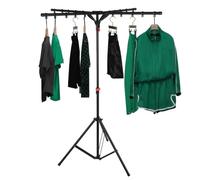 BAOYOUNI Collapsible Clothes Drying Rack Folding Garment Stand Coat Hanger Laundry Pole Portable Indoor Outdoor Airer, Height Adjustable - Black