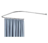 BAOYOUNI Corner Shower Curtain Rod U Shaped Curved Bathroom Curtain Rail Pole Expandable Wall Mounted Bath Hanging Bar, Drilling to Install (90-130) X 110cm