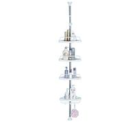 BAOYOUNI Shower Caddy Tension Pole 4 Tier Corner Telescopic Bathroom Shelf Space Saver Extendable Storage Rack Stand Organizer Floor to Ceiling Tidy Rail Height Adjustable - Ivory