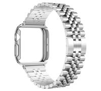 baozai Compatible Apple Watch Bands 46mm Series 11/10, Stainless Steel Band with Glass Screen Protector Case for Apple Watch Series 11/10, 46mm, Silver