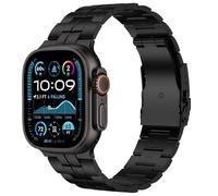 baozai Titanium Band Compatible with Apple Watch Band 45mm 44mm 42mm, Upgraded Solid Titanium Band for Apple Watch Series 7/6/5/4/3/2/1/SE for Men Sport and Business, Black strap, 49mm Ultra/45mm/44mm